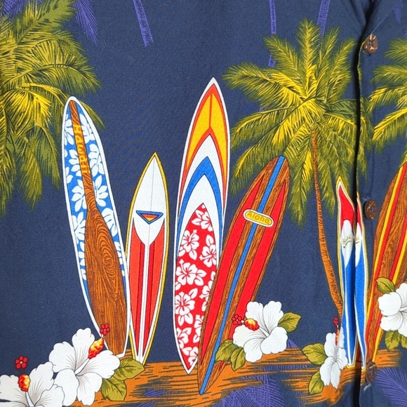 Paradise Style Hawaii Vintage Tropical Button Down Surf Shirt Blue Casual L - Picture 11 of 12